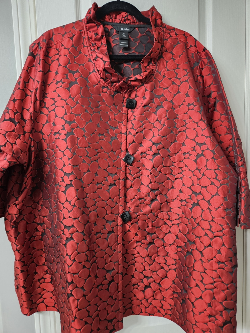 Ali Miles Red & Black Patterned Jacket